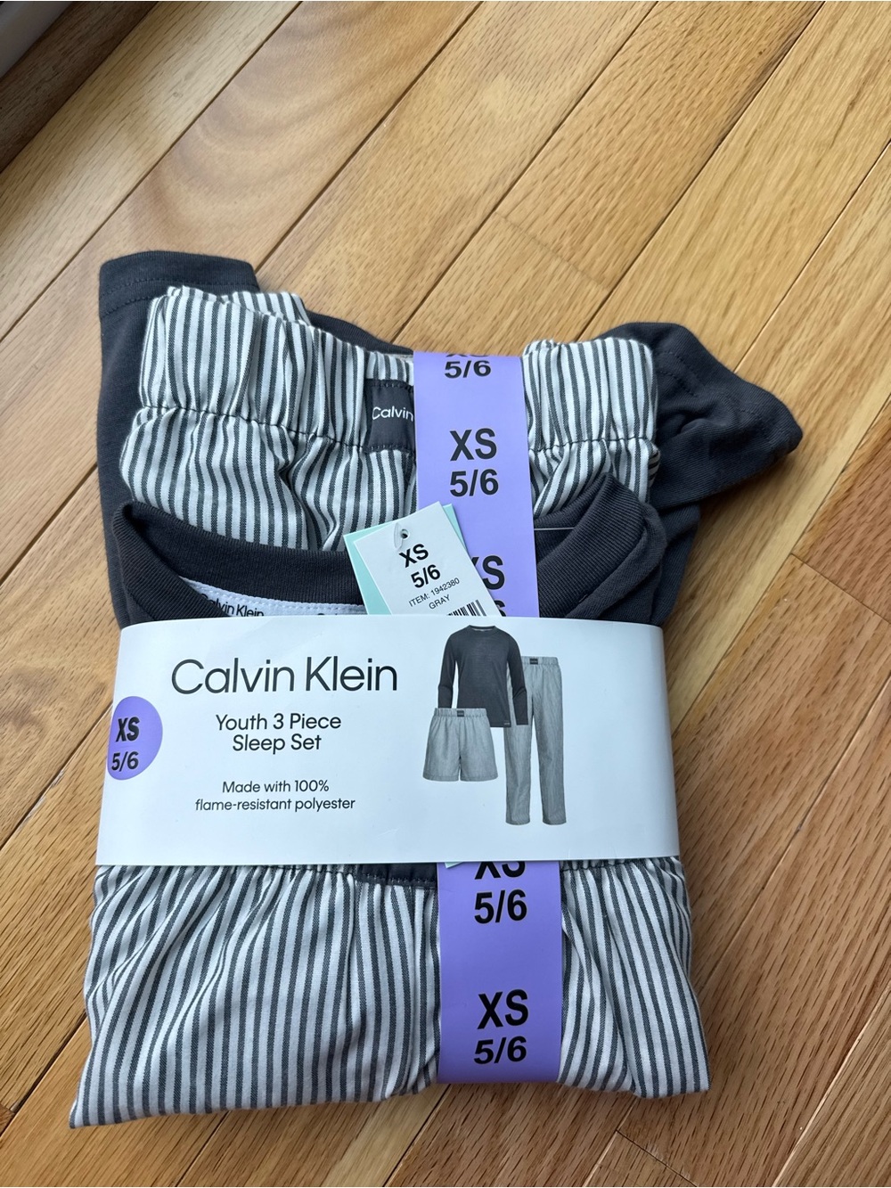 Calvin Klein Kids 3-Piece Pajama Set - Black & White Stripe